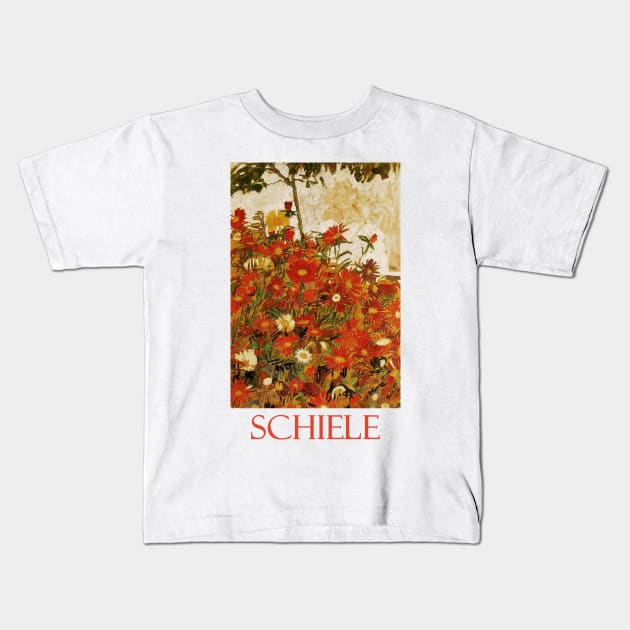 Field of Flowers (1910) by Egon Schiele Kids T-Shirt by Naves